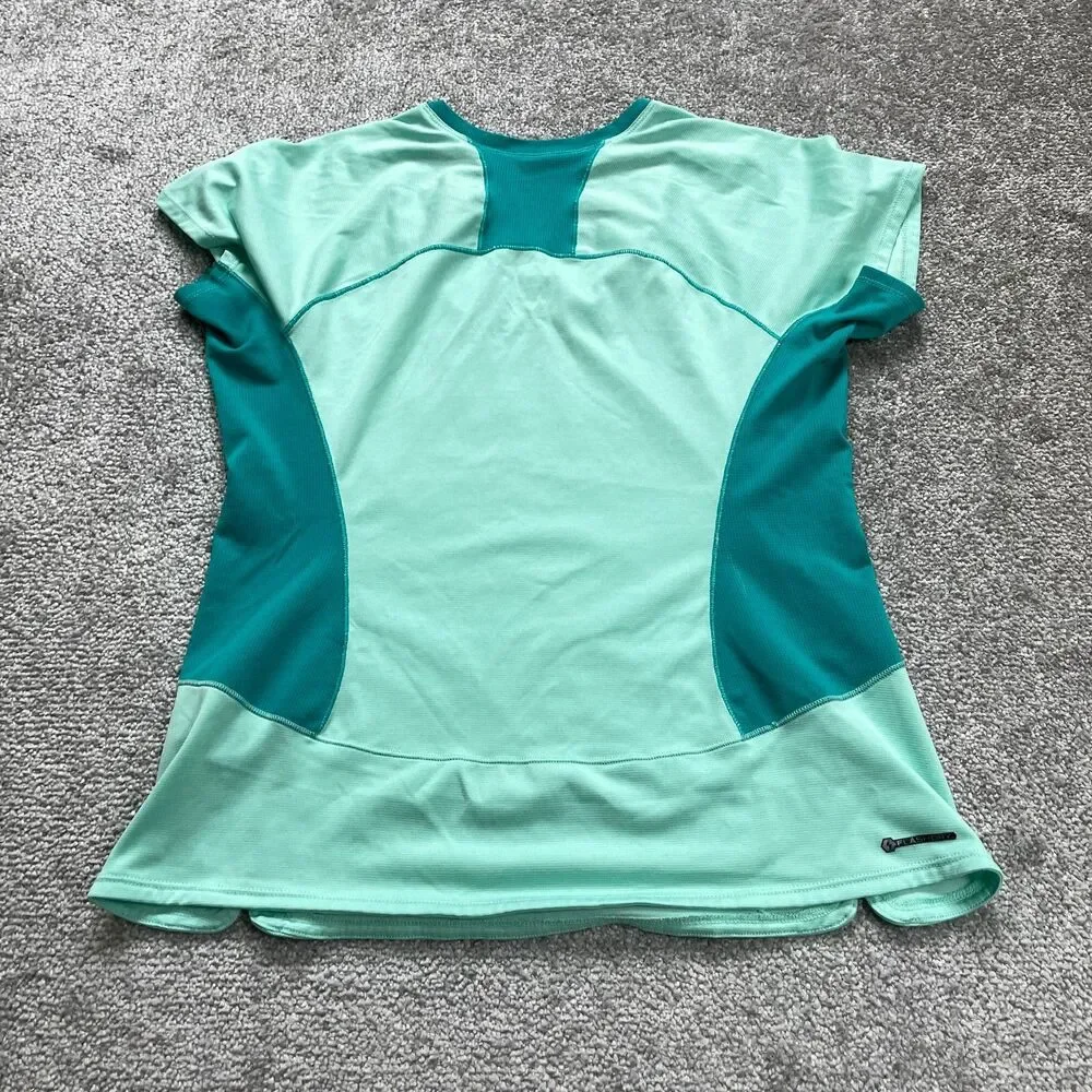 The North Face Flash Dry Active Top Womens Medium Green Short Sleeve V-Neck Top - Picture 2 of 14